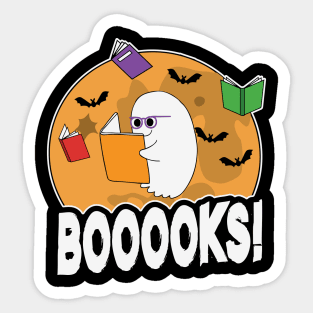 Booooks! Funny Ghost Reading Books Cute Halloween Gift For Book Lovers Sticker